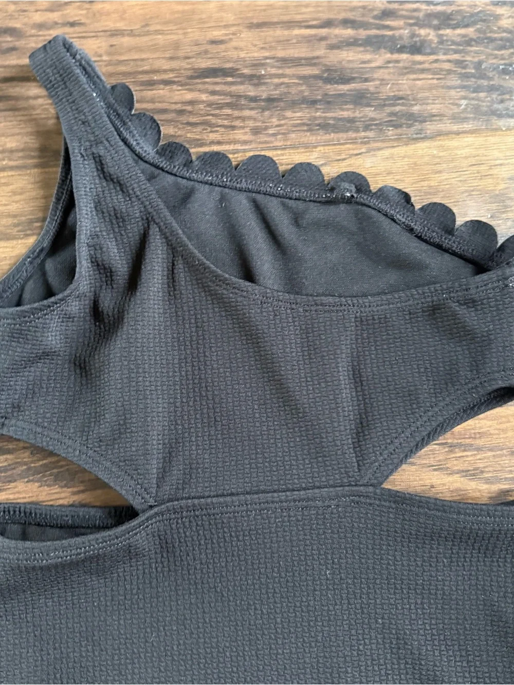 Girls Art Class Black One-Shoulder Cutout One-Piece Swimsuit size small 6/7